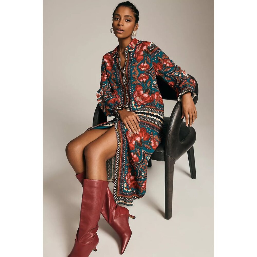 NWT FARM Rio Long-Sleeve Shirt Dress